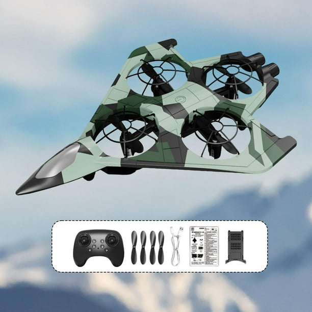 Avión de control remoto, juguete volador para exteriores, helicóptero de portátil con de 360 degree, ideal para niños, principiantes y adultos. Verde con 1 batería