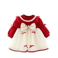 thumbnail image 2 of LFEOOST Toddler Dress Autumn Winter Bow Girls Long Sleeve Dress Cute Mesh Birthday Party Dress Flower Girl Dress 1-4 Months (Red, 3Y（100/10）), 2 of 6