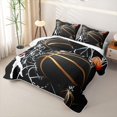 thumbnail image 3 of Castle Fairy Basketball Print Twin Quilt Set,Hoop Silhouette Pattern Twin Coverlet Set,Black Gold White, 3 of 7