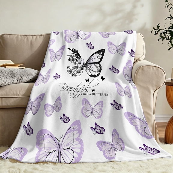 Butterfly Blanket Flannel Fleece Blanket, Gifts for Adults/Kids/Animal Lovers, Soft Cozy Warm Throw Lightweight Blanket for Sofa/Bed