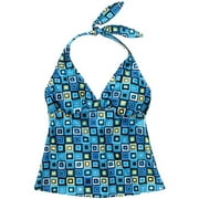 Women's Plus Print Halter Tankini Top