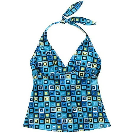 Women's Plus Print Halter Tankini Top