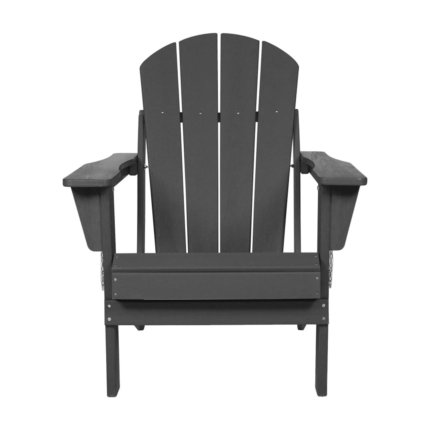 Gray HDPE Folding Adirondack Chair with Cup Holder Outdoor Seating for All Seasons
