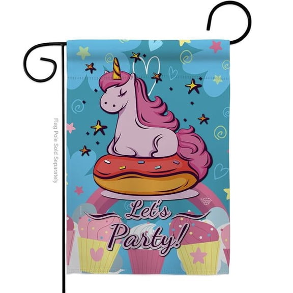 Ornament Collection G192170-BO Unicorn Party Celebration Double-Sided Decorative Garden Flag, Multi Color