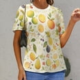 thumbnail image 6 of Various Fruits Womens Tops Women's Fashion Casual Short Sleeve Flower Print Round Neck Pullover Top Blouse, 6 of 6