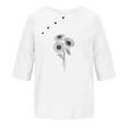 thumbnail image 4 of safuny Summer Trendy Cotton Comfy Tops for Women Clearance Solid Button Tops Short Sleeve Tees Round Neck Shirts Elegant Casual Fashion Vintage Clothing White, 4 of 4