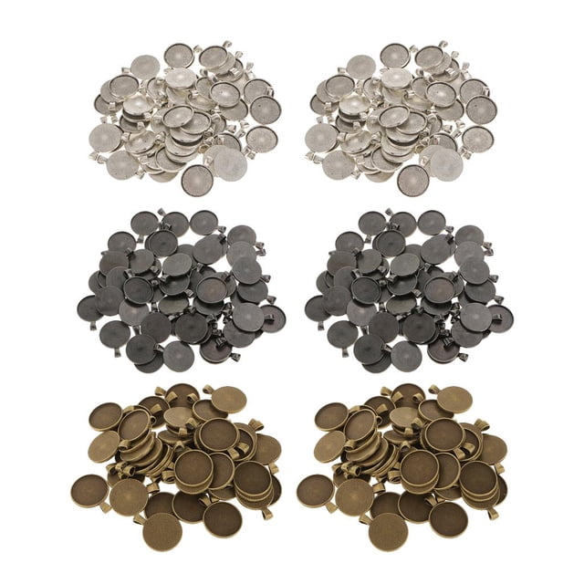 300 piezas de bandeja de bisel forma forma forma vacía colgante de collar de cabujón de 25 mm Gloria Bandeja de bisel redonda en blanco