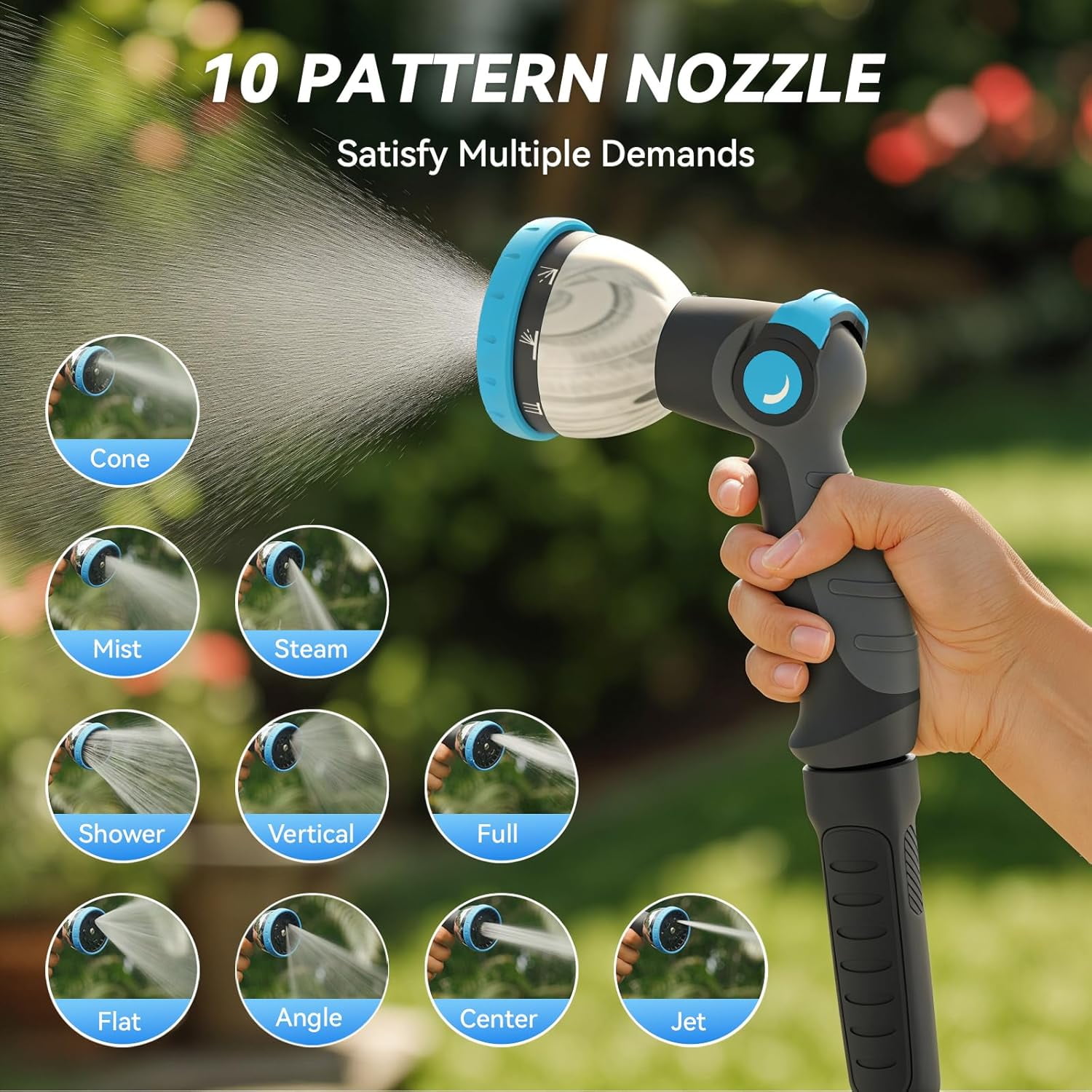 Relhost Retractable Garden Hose Reel 100 ft x 5/8 in, Heavy Duty Hose Reel Wall Mount with Any Length Lock, Auto Rewind System, 180° Swivel Bracket, 10-Pattern Garden Hose Nozzle, White & Grey