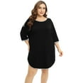 thumbnail image 3 of Baywell Women's Plus Size Nightshirt Short Sleeve Nightgown Crew Neck Sleep Shirt Above Knee-Length Sleepwear, XL-4XL, 3 of 6