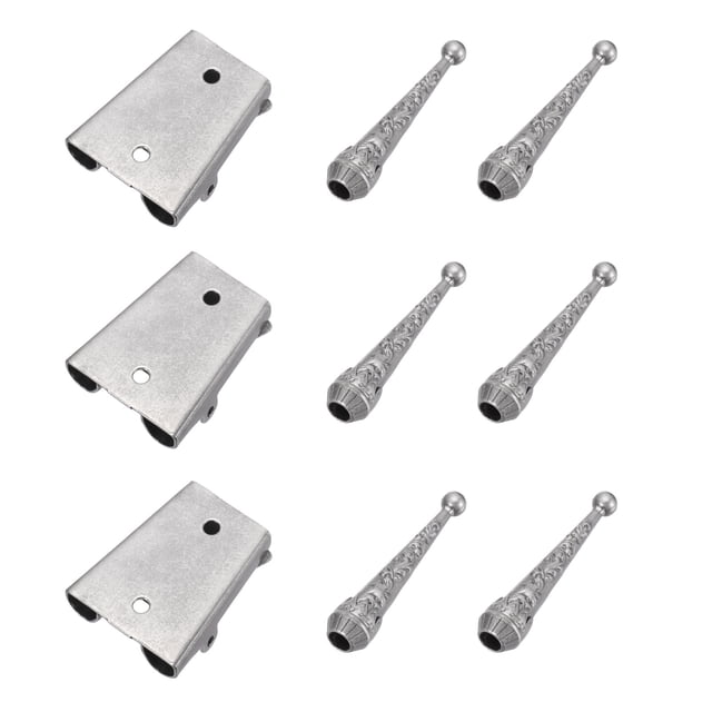 Uxcell 3 Sets Western Bolo Tie Findings Kit, Cierres Deslizantes con Tapas de Extremo Talladas de Repuesto para Hacer Collares de Bolo Tie, Joyería Vintage Plateada