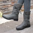thumbnail image 4 of Womens Suede Mid Calf Boots Vintage Suede Knitted Elastic Low Heel Round Toe Zip up Motorcycle Booties, 4 of 8