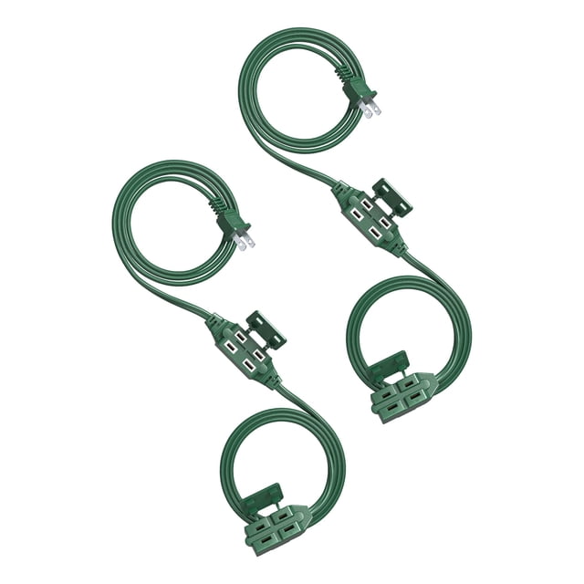 Cable de extensión DEWENWILS de 2 puntas, 6 pies, 3 enchufes polarizados, paquete de 2