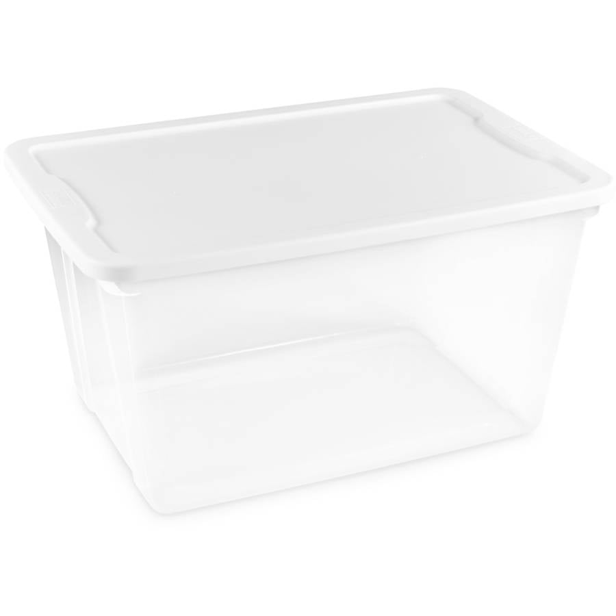 Homz 56 Quart Plastic Storage Container Clear with White Lid