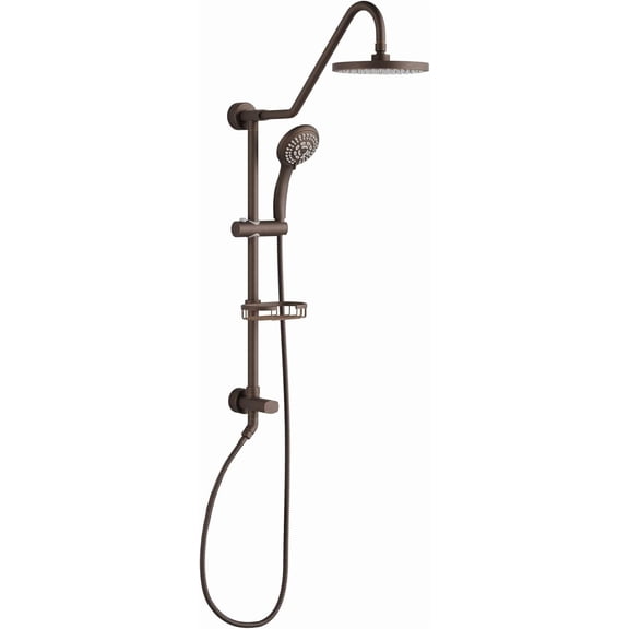 Kauai III 8-in Rain Showerhead Shower System with Slide Bar and Integrated Soap Dish Oil Rubbed Bronze