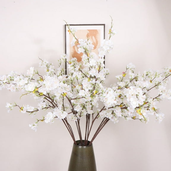 Fake Sakura Branches, Artificial Cherry Blossom Stems, Multi-Prong Silk Floral Decor, Realistic Plastic Flower Ornament for Living Room, Kitchen, Wedding & Event, Home Decor Accessory