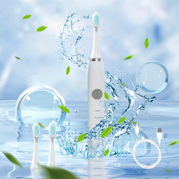 Cepillo de dientes eléctrico con 5 modos y 3 cabezas de cepillo, impermeable IPX7, batería de 180 días, carga USB, 18000 VPM para limpieza profunda