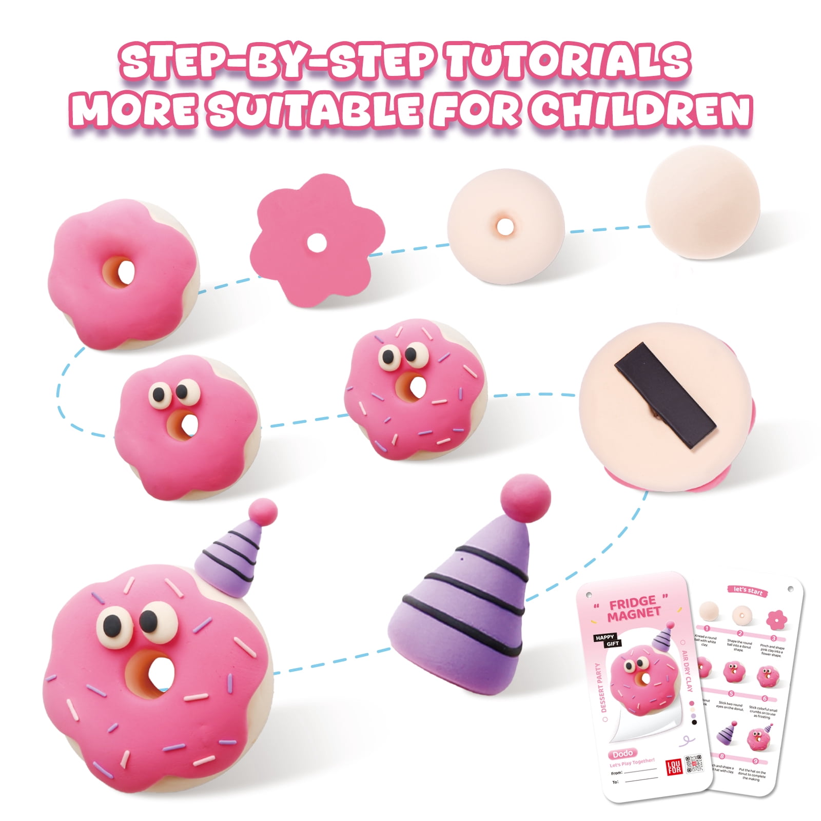Air Dry Clay Kit for Kids - Fridge Magnets Making, 6 Boxes Modeling Clay with Sculpting Tools Tutorials, Ultra Light & Soft, Non-Toxic & Safe, DIY Arts and Crafts, Make Your Own Refrigerator Magnet