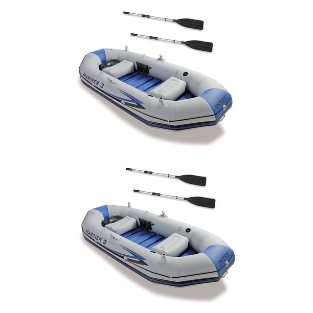 Intex Mariner Ensemble de Canot Pneumatique Rivière/lac pour 3 Personnes avec Rames (Lot de 2)