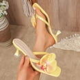 thumbnail image 2 of Yellow Women'S Sandals Stiletto Heel Floral Square Toe Open Toe Breathable Non-Slip Lightweight Footwear For Spring Summer Daily Wear Size 37, 2 of 9