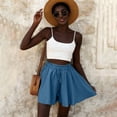thumbnail image 7 of Delayuji Women's Wide Leg Shorts High Waisted Elastic Drawstring Summer Trendy Pleated Short Skort Mini Skirt Beach Vacation Shorts, 7 of 7