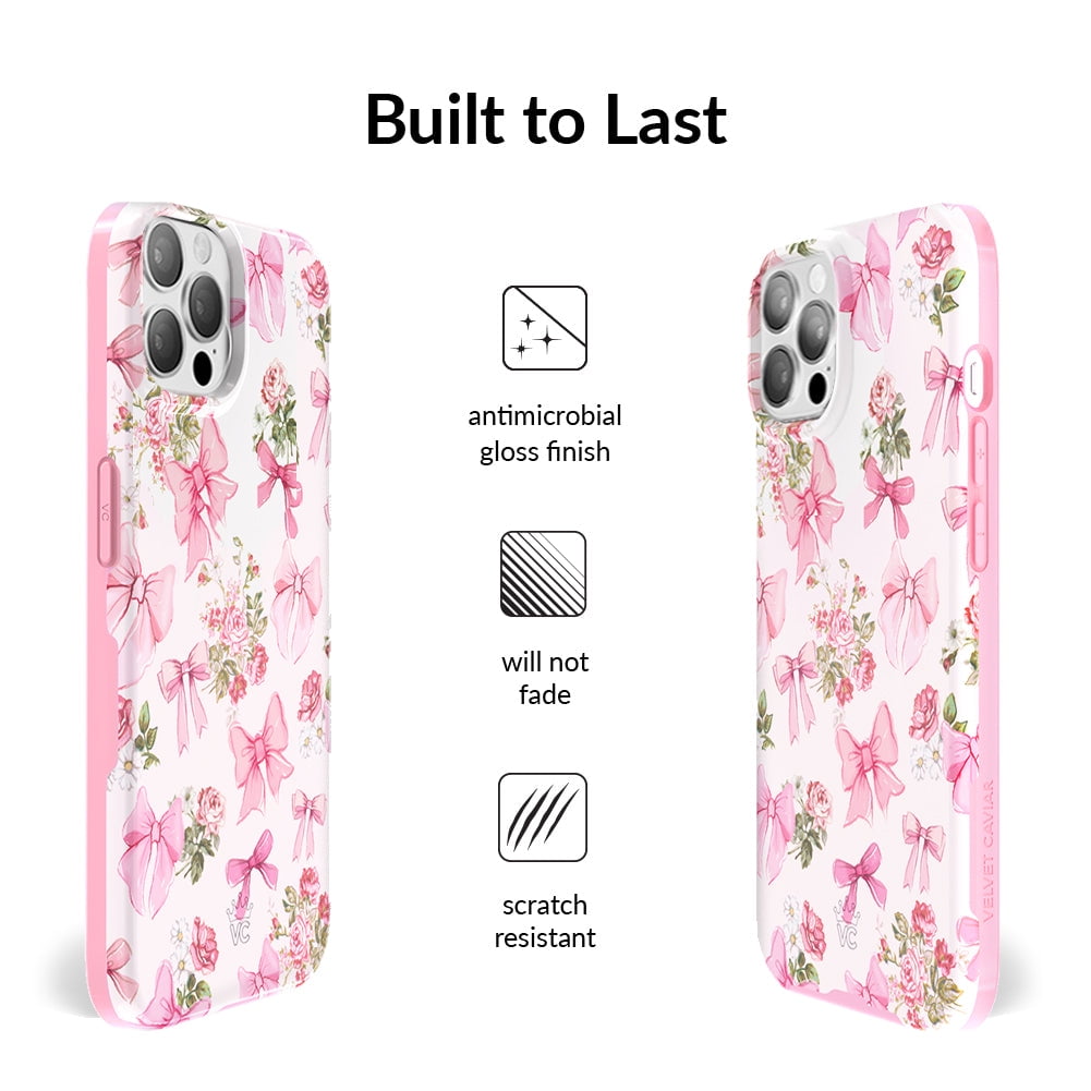 VELVET CAVIAR for Cute iPhone 13 Pro Max Case Compatible with MagSafe - Protective Phone Cases for Women - Posie Pink Bow Floral