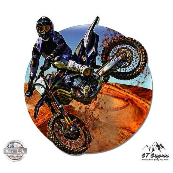 Motorcross Dirt Bike - 3" Vinyl Sticker - For Car Laptop I-Pad Phone Helmet Hard Hat - Waterproof Decal