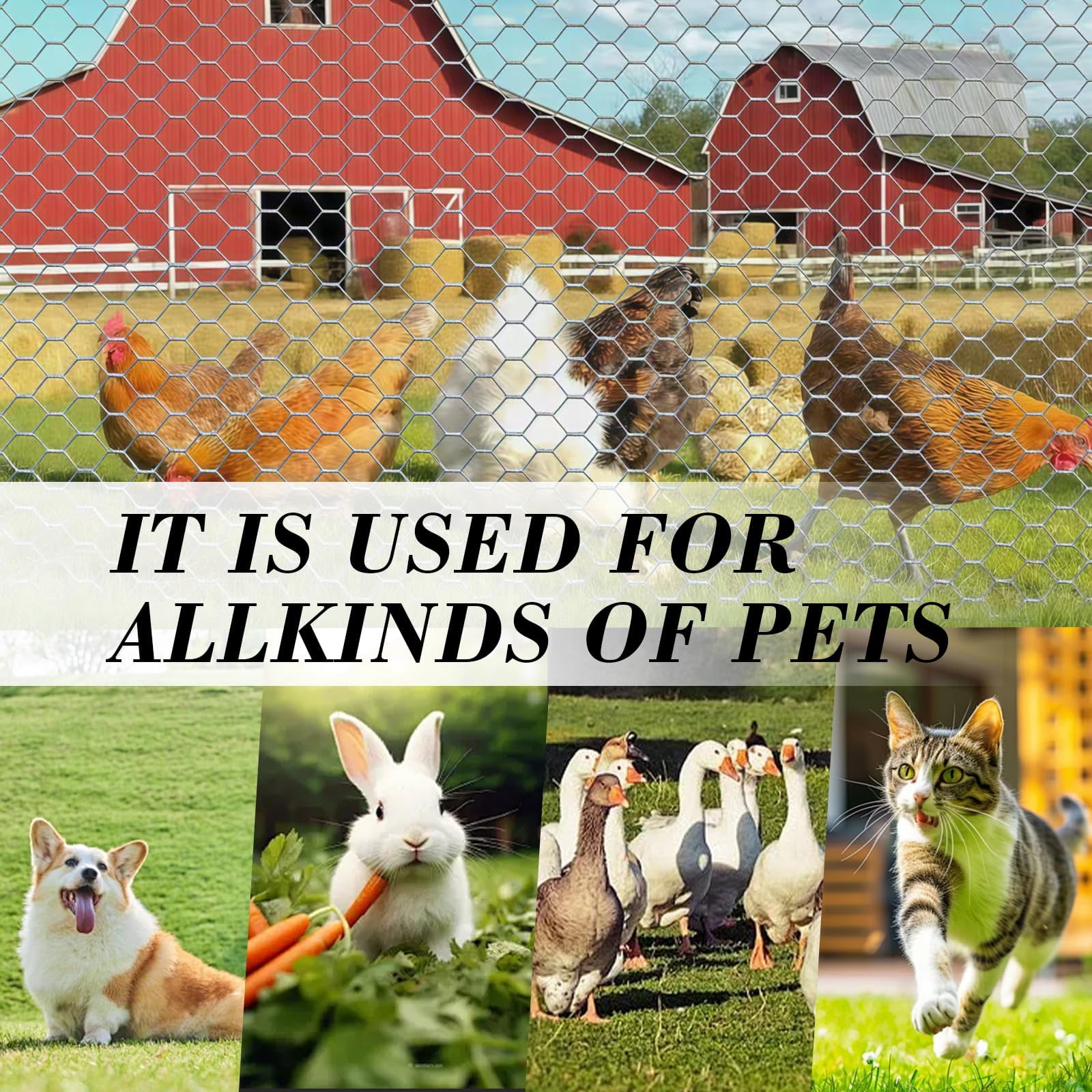 Chicken Wire Mesh, 13.7 x 118in Hexagonal Galvanized Steel Chicken Wire Fence, Metal Poultry Wire Netting for Chicken Coop Rabbit Dogs Barrier