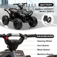 thumbnail image 3 of Jojoka 12V Kids ATV Ride on Car, 4 Wheeler Off-Road Quad, Battery Powered Electric Fun Toys Vehicle with Remote Control, Music, High/Low Speeds, LED Lights, Treaded Tires, for 3-8 Years Old, Black, 3 of 8