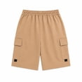 thumbnail image 2 of Men’s Cargo Shorts, 100% Polyester Elastic Waist Drawstring Shorts with Multi Pockets, Loose Fit Knee Length Casual Shorts for Summer Travel Outdoor Wear, 2 of 7