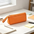 thumbnail image 4 of Lksixu Large Capacity Pencil Case, Solid Color Canvas Pencil Pouch with Zipper & Handle, Simple Stationery Organizer Lightweight & Spacious Pencil Bag, Portable Travel Cosmetic Makeup Bag, 4 of 7