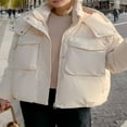 thumbnail image 3 of Solid Color Long Sleeve Puffer Coat with Hood and 2 Pockets for Women, 3 of 5