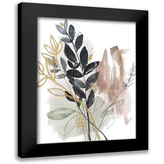 Goldberger, Jennifer 12x14 Black Modern Framed Museum Art Print Titled - Bundled Leaves II