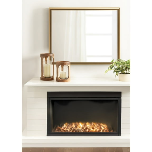 Kate and Laurel Dahl Modern Two-Piece Candle Holder Set, 7 x 12 and 7 x 9, Natural Wood, Transitional Mango Wood Hurricane Candle Holders with Glass Cylinders for Living Room Decor