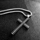 thumbnail image 2 of Silver necklace with cross pendant, Christian religious jewelry for men, 61 cm., 2 of 5