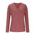 thumbnail image 4 of Ounisa Womens Deep V Neck Wrap Sweater Long Sleeve Slim Fitted Knitted Jumper Top, 4 of 6