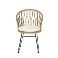 thumbnail image 4 of GDF Studio Cowen Outdoor Wicker Dining Chairs with Cushion, Set of 2, Light Brown, Black, and Beige, 4 of 8