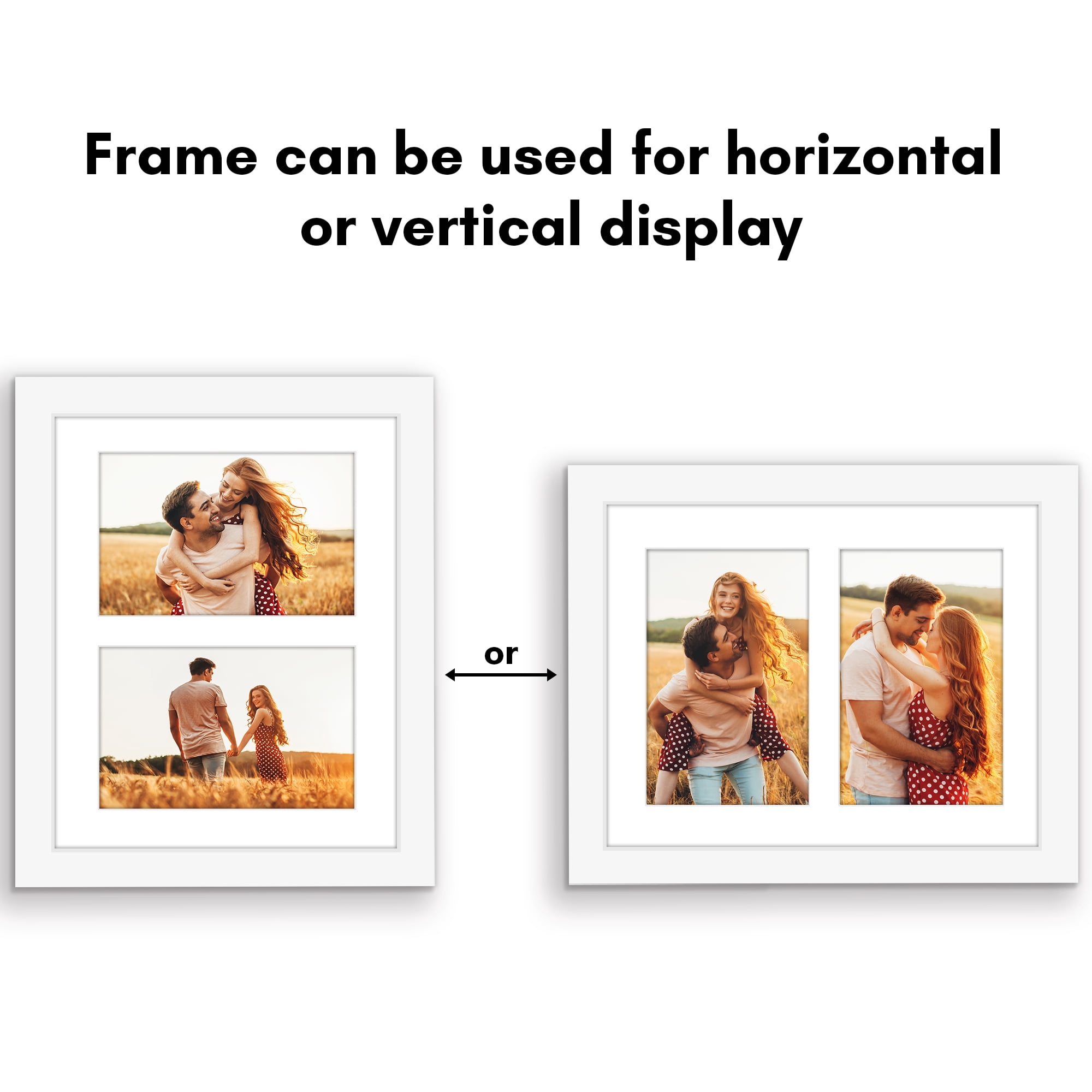 Americanflat 4x6 Picture Frame with Shatter-Resistant Glass Double Fits Two Photos One Signature Wall - White