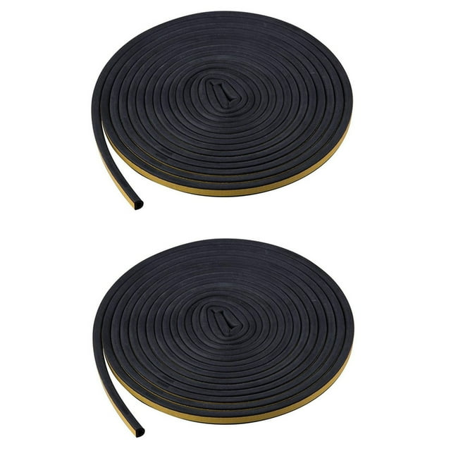 2X Tira de Sellado Autoadhesiva Tira de Aislamiento de la Puerta 5M Negro En Forma de D Tira de Pegamento para Sello de la Puerta de Coche para Puerta Y Ventana