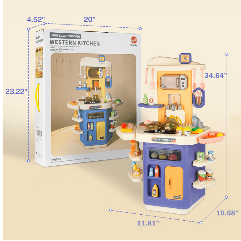 HOMCOM Kids Kitchen Playset Luxury Kitchen Accessories Set Pretend Cooking  Set For Boys Girls With Telephone Ice Machine Fun With Friends Kitchen  White