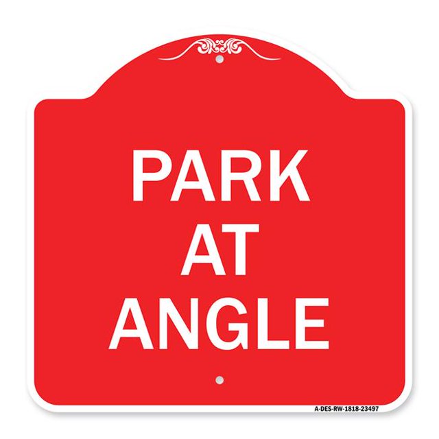 SignMission A-DES-RW-1818-23497 18 x 18 Po Signe de la Série Designer - Parc à Angle et 44 ; Rouge et Blanc