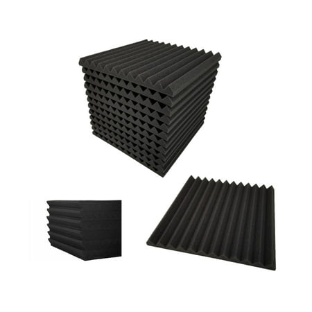 Bookishbunny 12 Pks Acoustic Foam Panels Wall Record Studio Soundproofing Damping Fire Resistant 12 x 12 x 1" Black