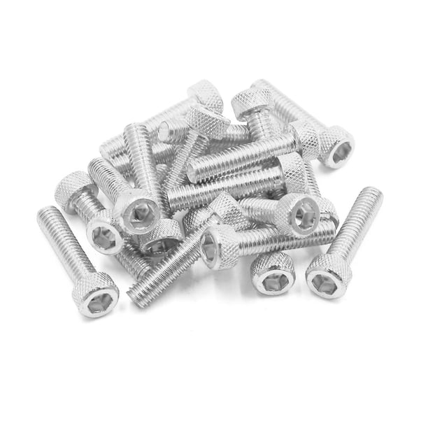 20Pcs Tornillos de Sujeción Plateado M6 x 25mm Auto Moto Hexagonal