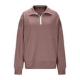thumbnail image 4 of Domzest Womens Quarter Zip Pullover Long Sleeve Oversized Fleece Sweatshirts Trendy Collared Pullover Tops Daily Outfits Coffee S, 4 of 7