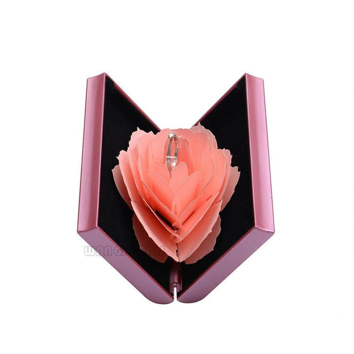 3D Pop Up Rose Ring Box Wedding Engagement Jewelry Storage Holder Case Bump 