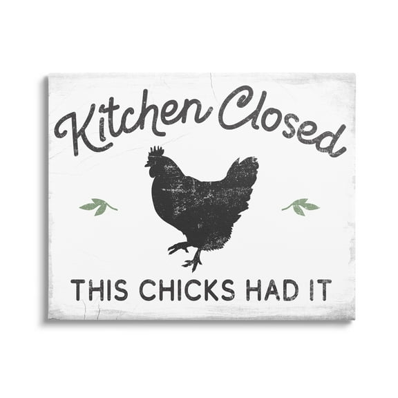 Stupell Industries Kitchen Closed Funny Hardworking Farm Chicken Bird Phrase,48 x 36, Design by Daphne Polselli