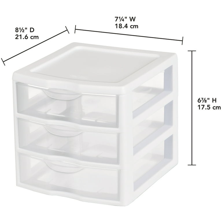 Sterilite Clear Plastic Stackable Small 3 Drawer Storage System, White, (6  Pack), 1 Piece - Food 4 Less