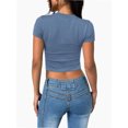 thumbnail image 5 of Womens Slim Fitted Crop Tops - Basic Crew Neck Short Sleeve Casual Tees for Going Out, 5 of 5