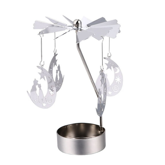 1pc Rotary Candle Stand Romantic Candlestick Candle Holder (Silver)