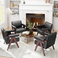 thumbnail image 5 of LAZZO Accent Chair, Faux Leather Upholstered Armchair for Living Room, Office and Bedroom, Black, 5 of 7