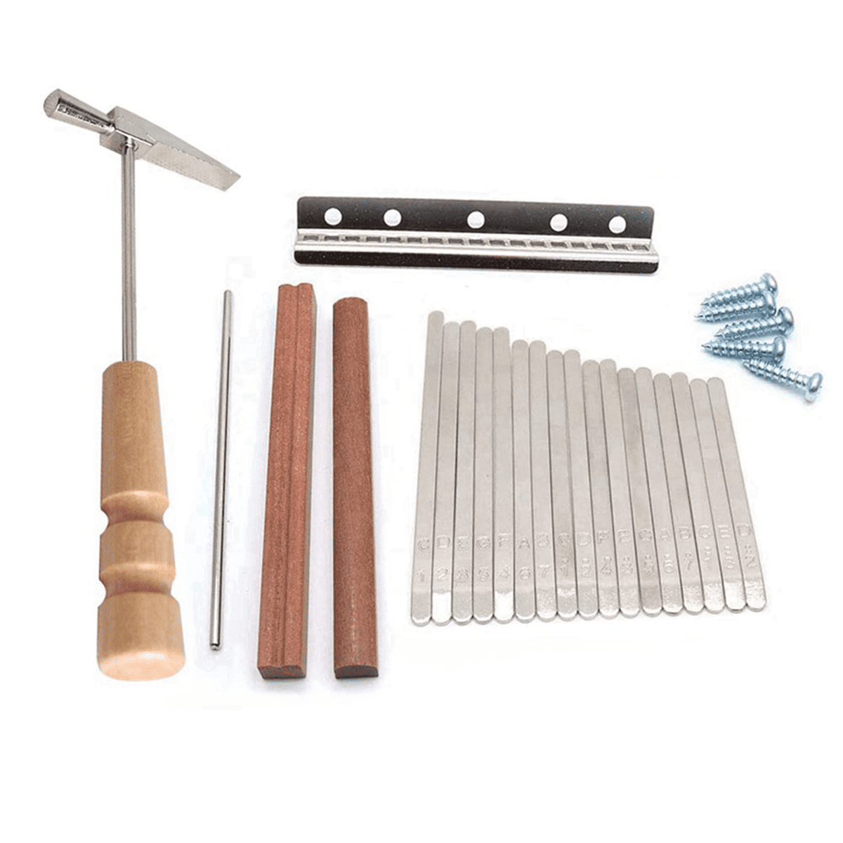 6X 17Keys Kalimba DIY Kit Thum Piano with Keys Bridge Tuning Hammer Kit Kalimba Accessories